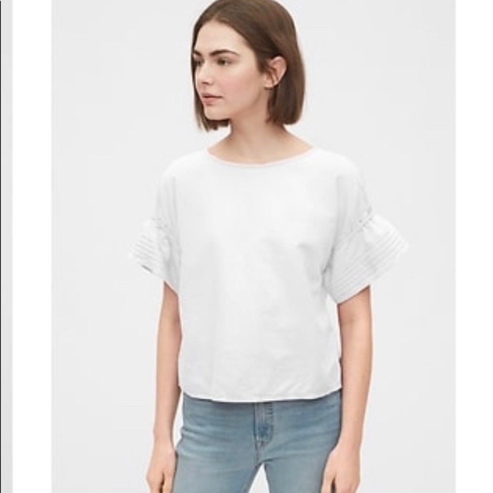GAP Linen Cotton Pintuck Sleeve Top